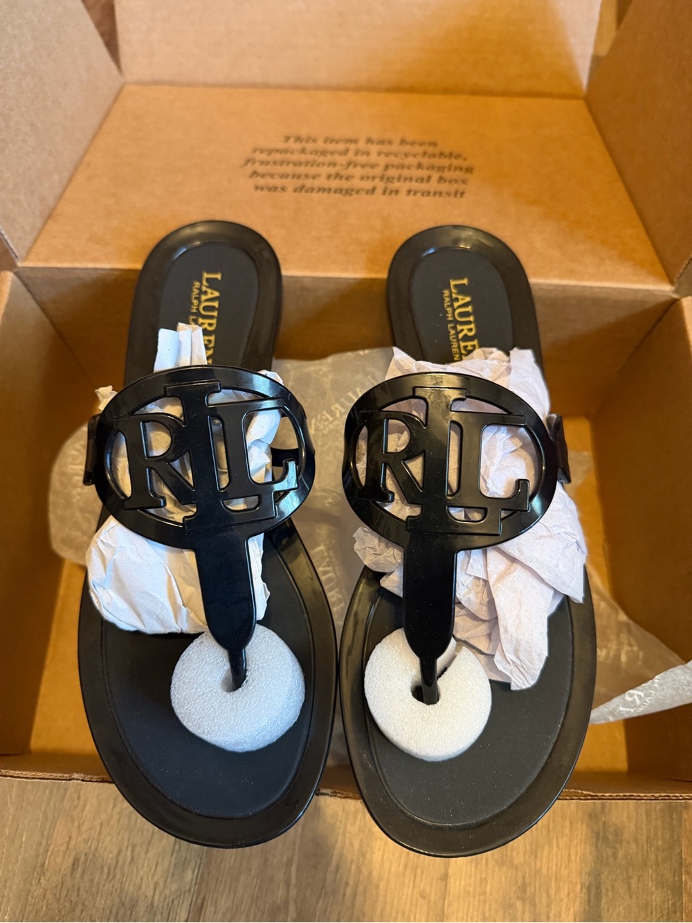 Lauren Ralph Lauren Audrie Jelly Sandal Black 9 B (M)